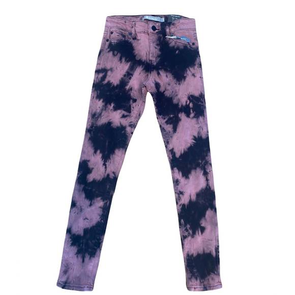 NEW TRACTR kids mid rise tie dye skinny jeans in purple - Picture 1 of 3